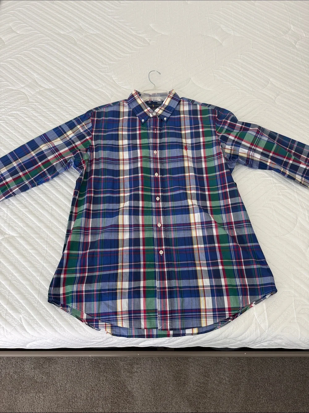 Polo by Ralph Lauren Blue, Green & White Plaid Button-Down Shirt